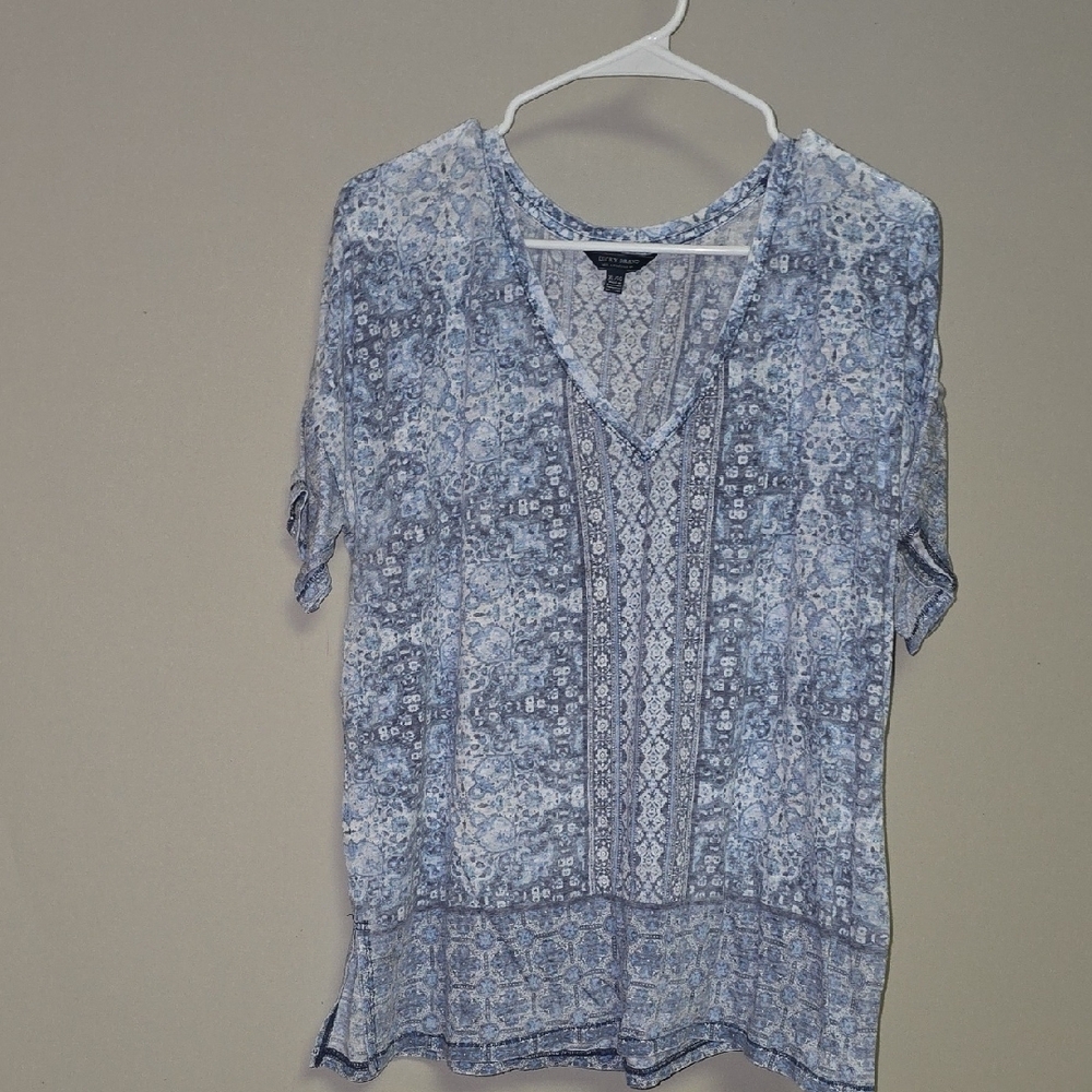 Lucky Brand Light Blue Patterned Blouse - Picture 3 of 4